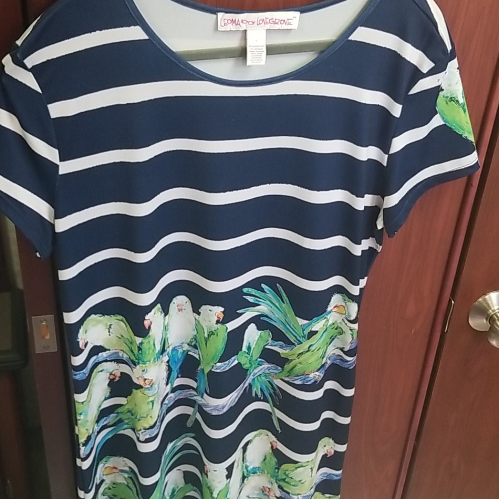 Spring dress, boat neck with beautiful birds